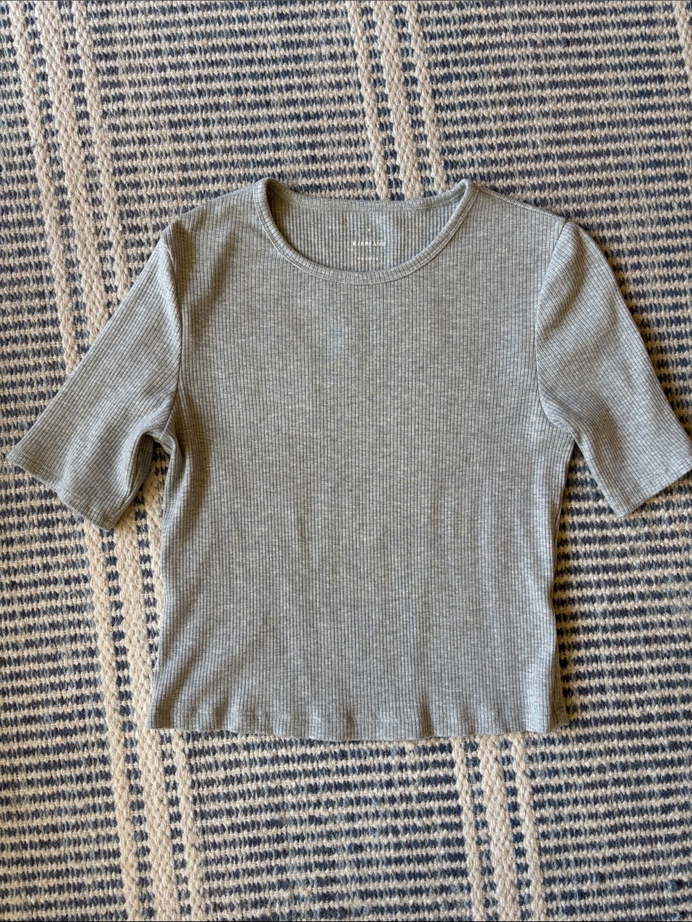 Everlane Light Gray Ribbed Short-Sleeve Tee